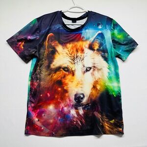 Galaxy Wolf Adult Medium Womens 10 Poly Spandex Short Sleeves Shirt Swim Sun